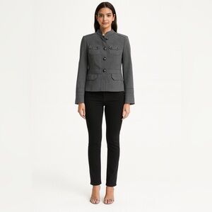 Express Design Studio Women’s Charcoal Gray Military Style Blazer Jacket Size 2